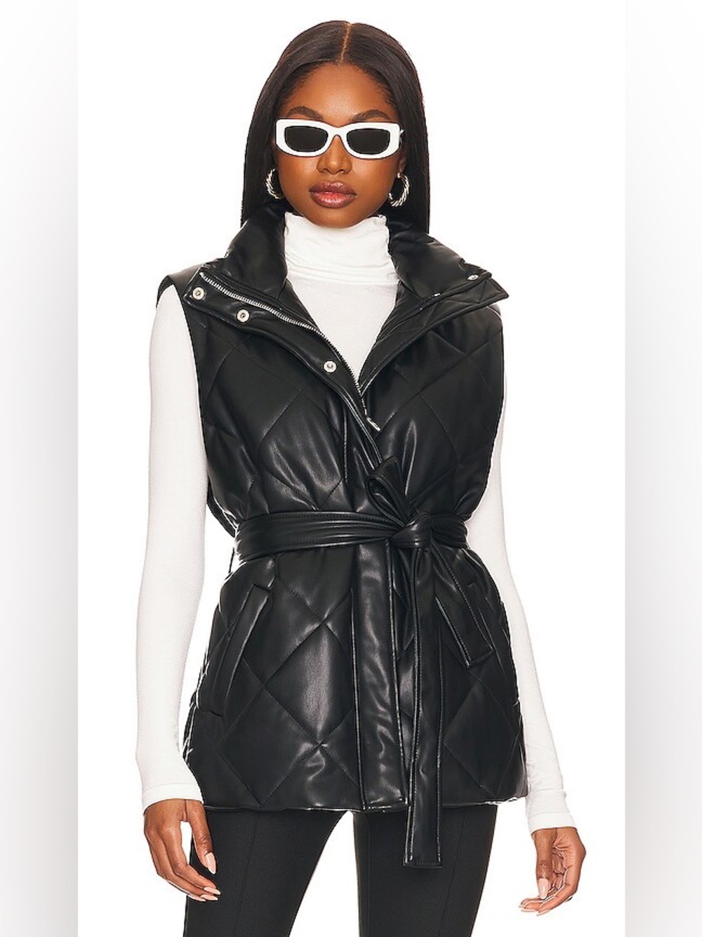 BlankNYC Faux Leather Vest in Night Fever Small